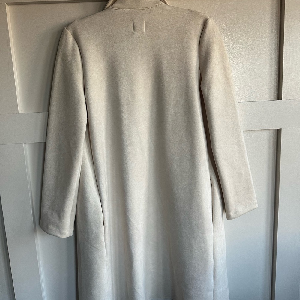 Zara Women's Cream Open-Front Midi Cream Coat - Picture 3 of 5